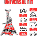 BIG RED T46002A Torin Steel Jack Stands: Double Locking, 6 Ton (12,000 lb) Capacity, Red, 1 Pair