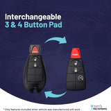 Simple Key, Key Fob and Key Programmer with Interchangeable 3 & 4 Button Keypads Compatible for Select Chrysler, Dodge, Jeep, Ram, Volkswagen Vehicles, Simple Key Replacement Kit