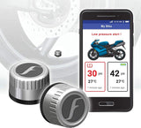 FOBO Bike 2 TPMS (Black) - Wireless Tire Pressure Monitoring System with Bluetooth 5.0 | Real-Time Tire Pressure Sensor | Easy DIY Installation for Motorcycle | Compatible with iOS & Android