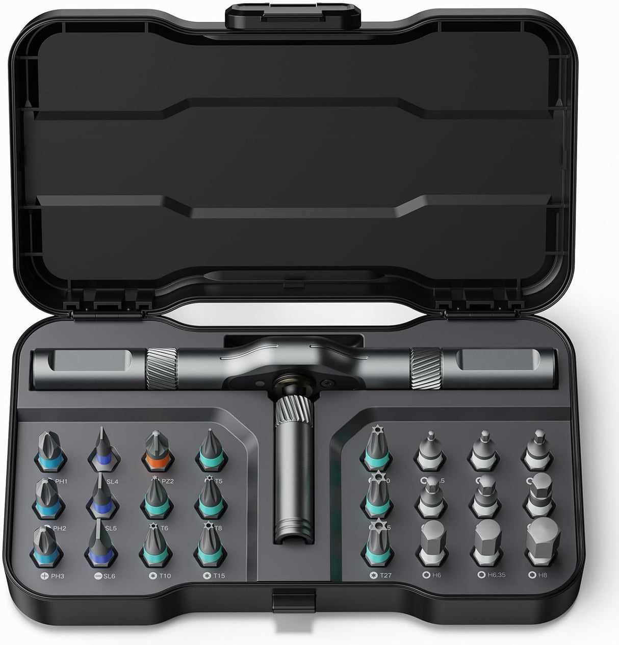 24 in 1 Magnetic Screwdriver Set, DIY Ratchet Screwdriver Set, Multi Bit Magnetic Drive Set with Detachable Ratchet Handle, Portable Precision Repair Tool Kit for Furniture Computer Bicycle