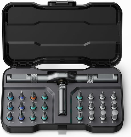 24 in 1 Magnetic Screwdriver Set, DIY Ratchet Screwdriver Set, Multi Bit Magnetic Drive Set with Detachable Ratchet Handle, Portable Precision Repair Tool Kit for Furniture Computer Bicycle