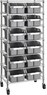 Seville Classics Commercial 7-Tier Platinum/Gray NSF 22-Bin Rack Storage System