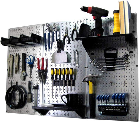 Wall Control Pegboard Organizer 4 ft. Metal Pegboard Standard Tool Storage Kit with Gray Toolboard and White Accessories