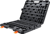 VEVOR 1/2" Drive Impact Socket Set, 65 Piece SAE 3/8" to 1-1/4" and Metric 10-24mm, 6 Point Cr-V Alloy Steel for Auto Repair, Easy-to-Read Size Markings, Rugged Construction, Storage Case