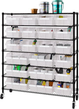 Seville Classics Commercial 7-Tier Platinum/Gray NSF 22-Bin Rack Storage System
