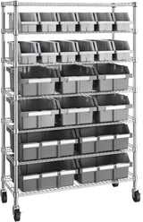 Seville Classics Commercial 7-Tier Platinum/Gray NSF 22-Bin Rack Storage System