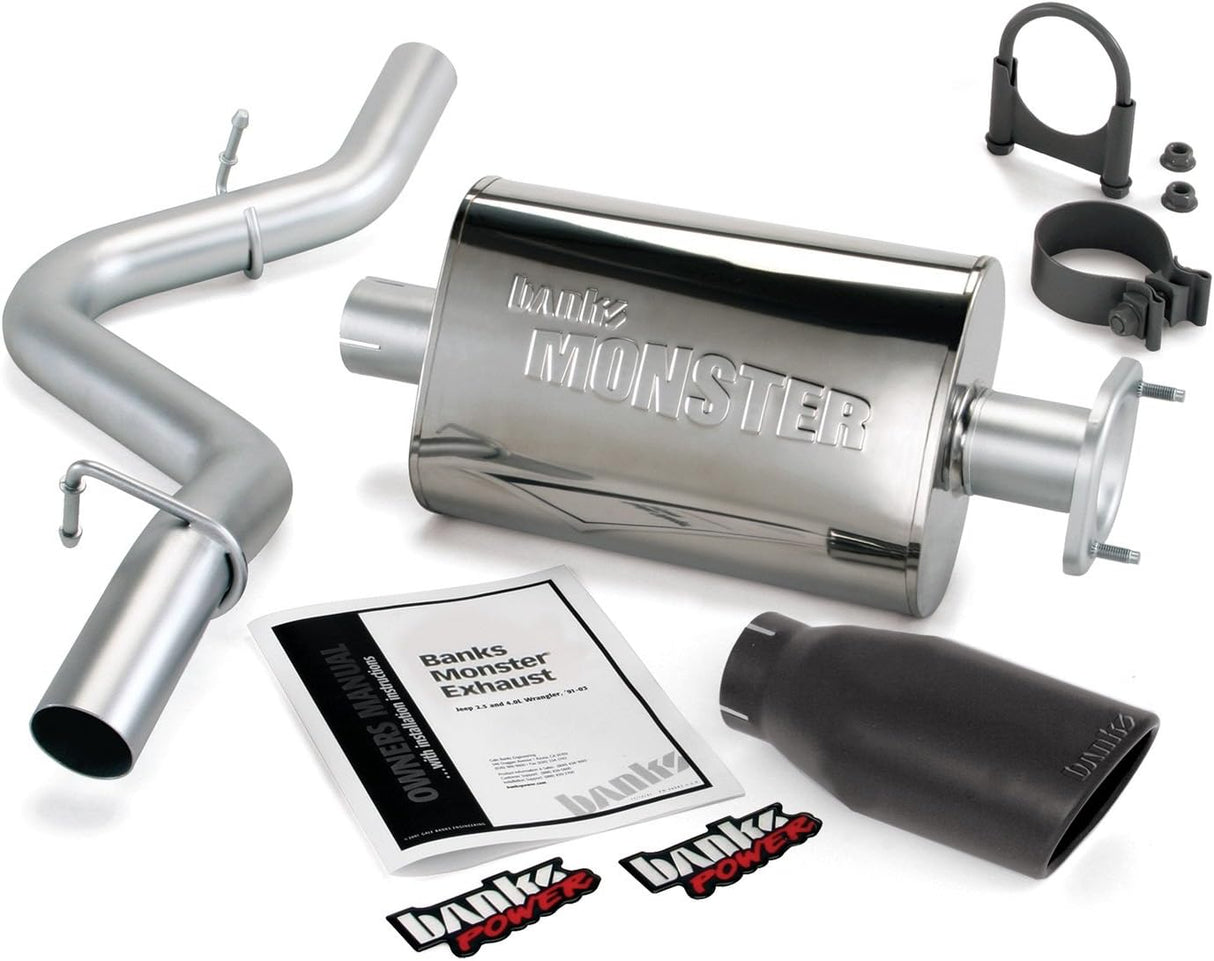 Banks Power 51315-B Stainless Steel Cat Back Exhaust System fits Jeep Wrangler Includes Muffer Silver