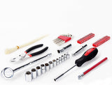 Apollo Tools 56 Piece Compact SAE Auto Tool Set in Zippered Case, Small Mechanic Tool Set for Car Emergency, Motorcycle Repair on the Road, Great for Travel Tool Needs - Red - DT9774