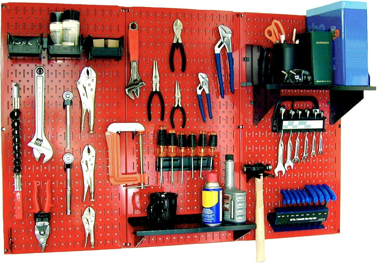 Wall Control Pegboard Organizer 4 ft. Metal Pegboard Standard Tool Storage Kit with Gray Toolboard and White Accessories