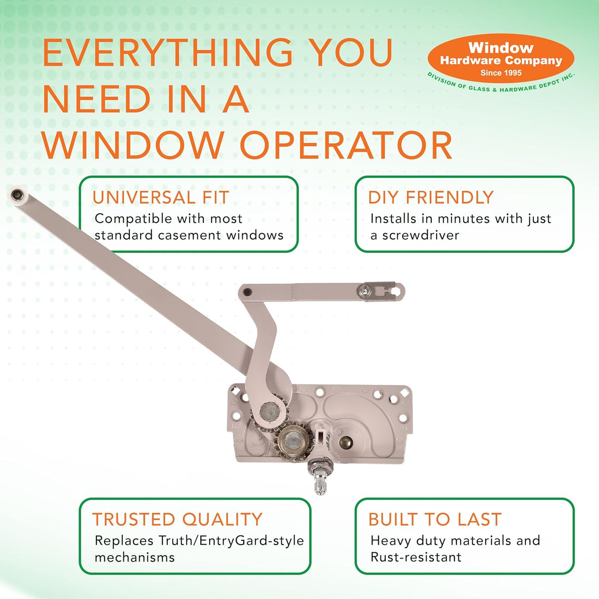 EntryGard 4-7/16" Window Crank Handle 20810 | No. 15 Series Dual-Arm Casement | Window Crank Replacement | E-Gard, Left Hand