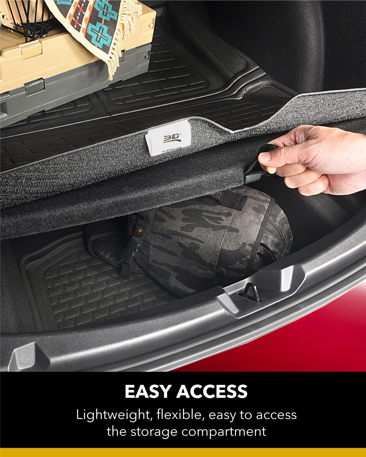 3D MAXpider Custom Fit Kagu Cargo Liner (Black) Compatible with Tesla Model Y 5-Seat 2020-2026 - Rear Upper Cross Fold Cargo Liner