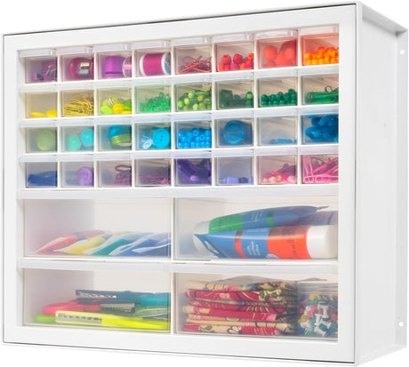 IRIS USA Screw Tool Organizer Small Parts Cabinet, 36-Drawer, Electronics Hardware Nuts and Bolts Plastic Storage Drawers Garage Storage, Stackable Bead Craft Organizer Building Bricks Sorter, Black