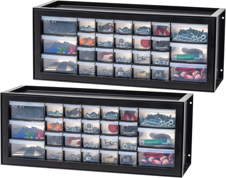 IRIS USA Screw Tool Organizer Small Parts Cabinet, 36-Drawer, Electronics Hardware Nuts and Bolts Plastic Storage Drawers Garage Storage, Stackable Bead Craft Organizer Building Bricks Sorter, Black