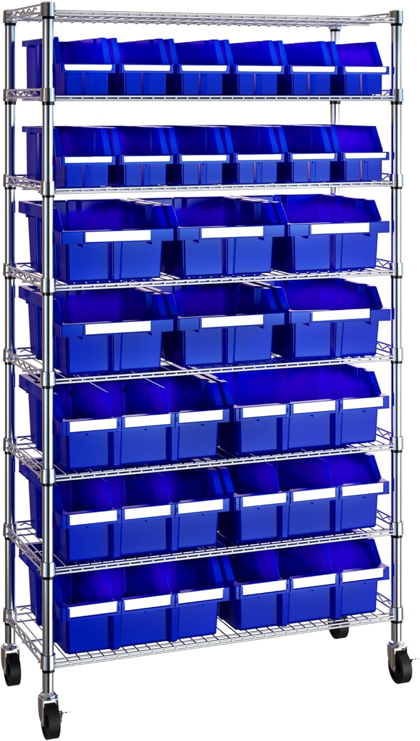 Seville Classics Commercial 7-Tier Platinum/Gray NSF 22-Bin Rack Storage System