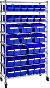 Seville Classics Commercial 7-Tier Platinum/Gray NSF 22-Bin Rack Storage System