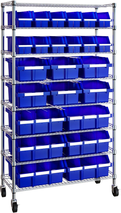 Seville Classics Commercial 7-Tier Platinum/Gray NSF 22-Bin Rack Storage System
