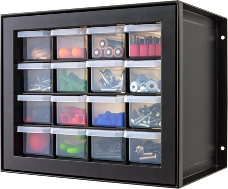 IRIS USA Screw Tool Organizer Small Parts Cabinet, 36-Drawer, Electronics Hardware Nuts and Bolts Plastic Storage Drawers Garage Storage, Stackable Bead Craft Organizer Building Bricks Sorter, Black
