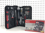 Apollo Tools 56 Piece Compact SAE Auto Tool Set in Zippered Case, Small Mechanic Tool Set for Car Emergency, Motorcycle Repair on the Road, Great for Travel Tool Needs - Red - DT9774