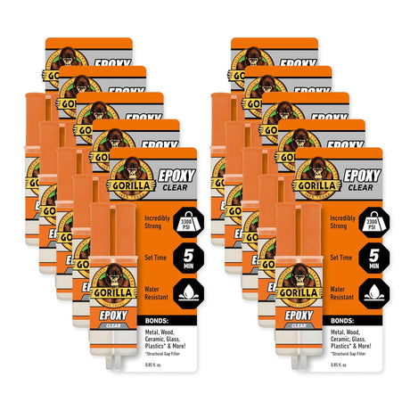 Gorilla 2 Part Epoxy, Clear Epoxy, 0.85 Ounce Syringe (Pack of 1) - 5 Minute Set, Incredibly Strong Bonding