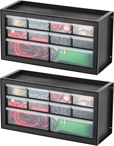 IRIS USA Screw Tool Organizer Small Parts Cabinet, 36-Drawer, Electronics Hardware Nuts and Bolts Plastic Storage Drawers Garage Storage, Stackable Bead Craft Organizer Building Bricks Sorter, Black