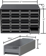 Akro-Mils Steel Garage Storage Cabinet, Small Parts Organizer Metal Cabinet for Hardware, Nails, Screws, Bolts, Nuts, and More, 17" W x 11" D x 11" H, 16-Drawer, Gray Cabinet/Black Drawers (19416)