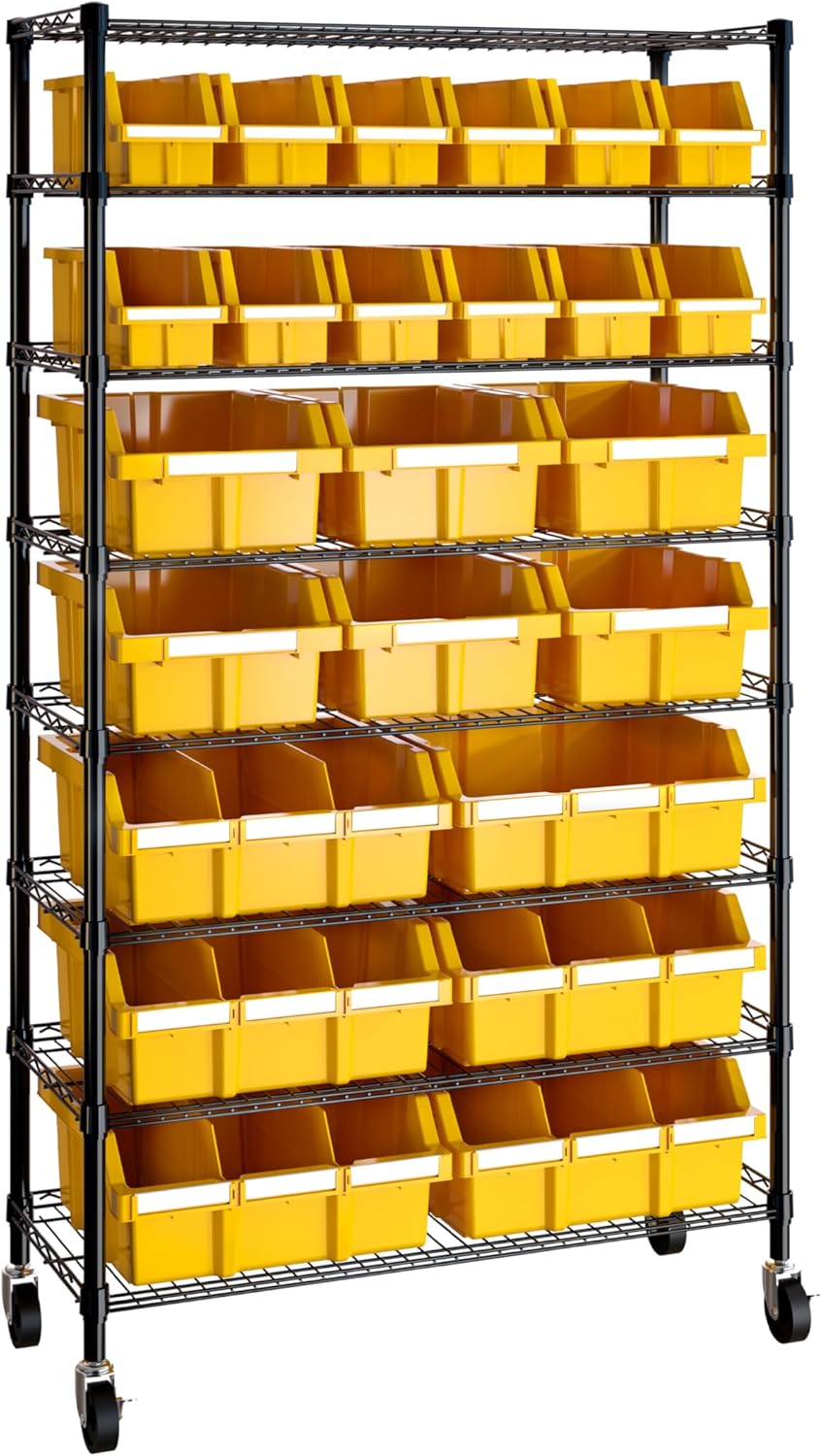 Seville Classics Commercial 7-Tier Platinum/Gray NSF 22-Bin Rack Storage System