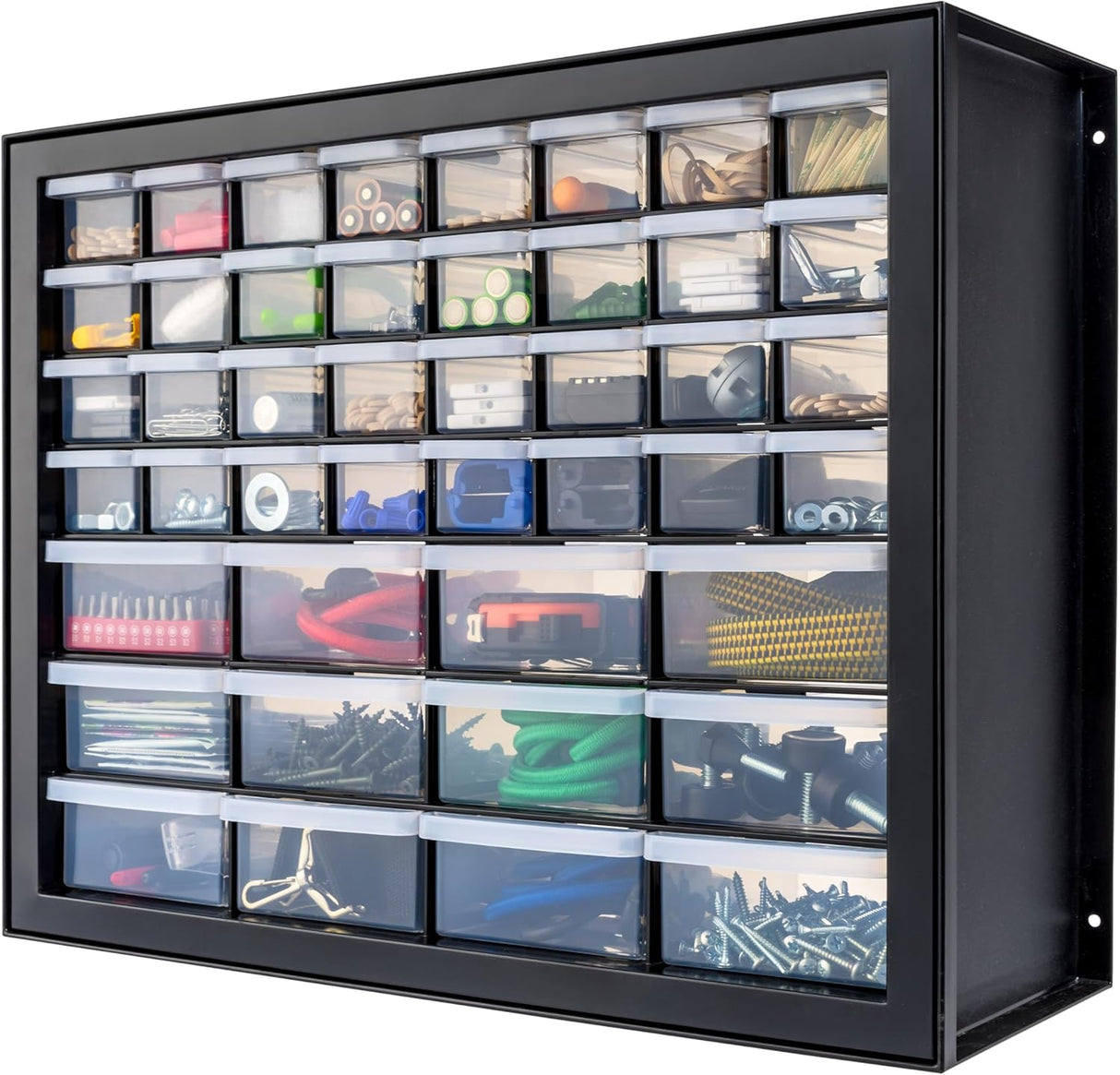 IRIS USA Screw Tool Organizer Small Parts Cabinet, 36-Drawer, Electronics Hardware Nuts and Bolts Plastic Storage Drawers Garage Storage, Stackable Bead Craft Organizer Building Bricks Sorter, Black
