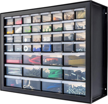 IRIS USA Screw Tool Organizer Small Parts Cabinet, 36-Drawer, Electronics Hardware Nuts and Bolts Plastic Storage Drawers Garage Storage, Stackable Bead Craft Organizer Building Bricks Sorter, Black
