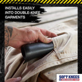 Soft Knees No-Strap Knee Pads for Men, 6” x 9” Knee Pad Inserts for Work Pants with Double Knee Pads for Work & Construction, Knee Savers for Mens Work Pants, Softknees