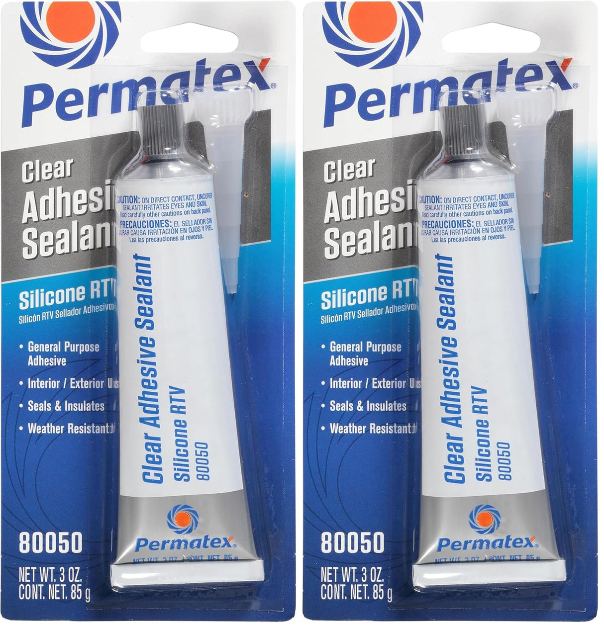 Permatex 80050 Clear RTV Silicone Adhesive Sealant, 3 oz