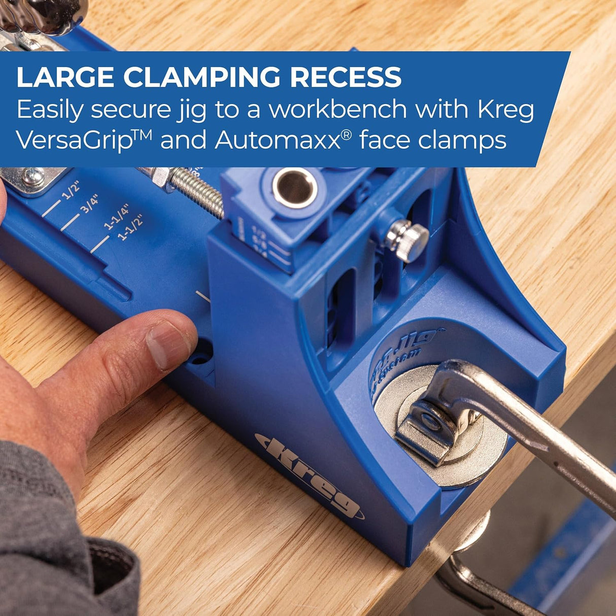 Kreg K4 Pocket Hole Jig - Adjustable, Versatile Jig for Strong Joints - Create Perfect, Rock-Solid Joints - Easily Adjustable Drill Guides - For Materials 1/2" to 1 1/2" Thick