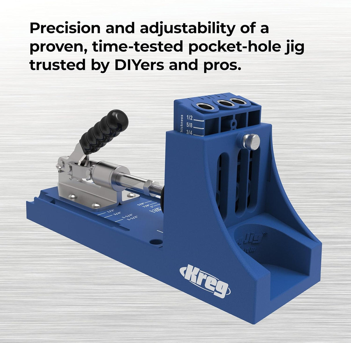 Kreg K4 Pocket Hole Jig - Adjustable, Versatile Jig for Strong Joints - Create Perfect, Rock-Solid Joints - Easily Adjustable Drill Guides - For Materials 1/2" to 1 1/2" Thick